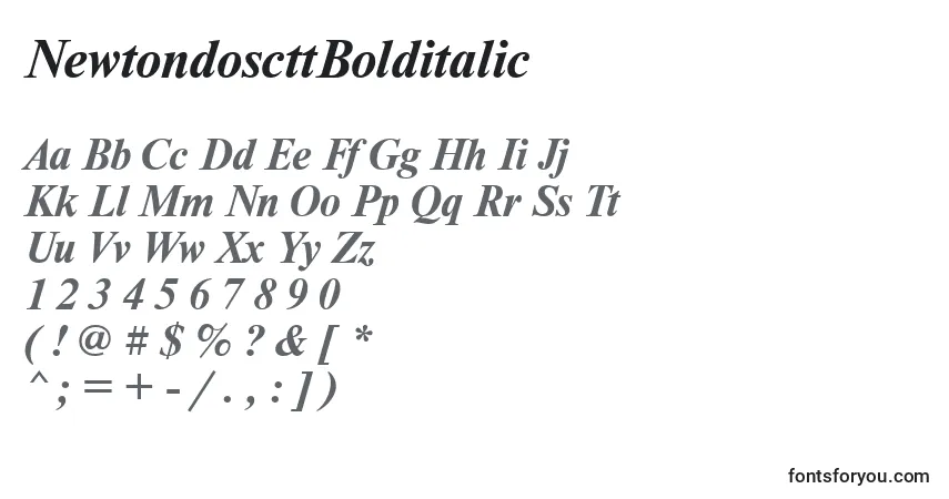 Schriftart NewtondoscttBolditalic – Alphabet, Zahlen, spezielle Symbole