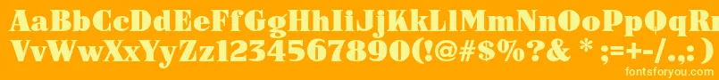 Arb187ModernCaps-Schriftart – Gelbe Schriften auf orangefarbenem Hintergrund