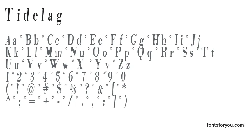 A fonte Tidelag – alfabeto, números, caracteres especiais