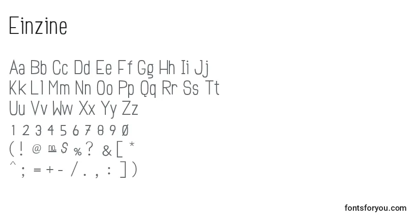 Einzine-fontti – aakkoset, numerot, erikoismerkit