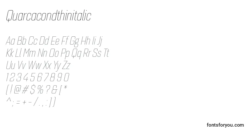 Schriftart Quarcacondthinitalic – Alphabet, Zahlen, spezielle Symbole
