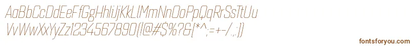 フォントQuarcacondthinitalic – 茶色のフォント