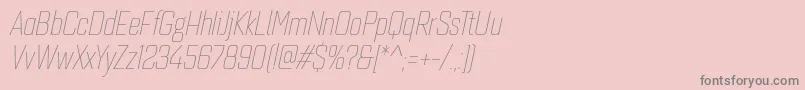 フォントQuarcacondthinitalic – ピンクの背景に灰色の文字