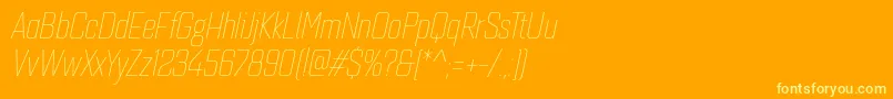 Quarcacondthinitalic-Schriftart – Gelbe Schriften auf orangefarbenem Hintergrund