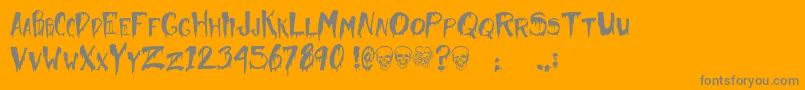 HalloweenToo-Schriftart – Graue Schriften auf orangefarbenem Hintergrund