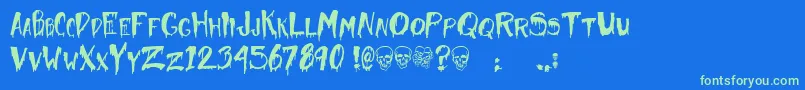 HalloweenToo Font – Green Fonts on Blue Background