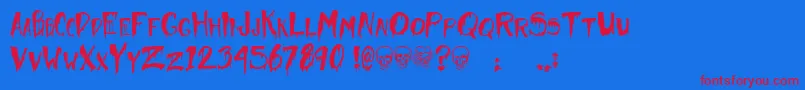 HalloweenToo Font – Red Fonts on Blue Background