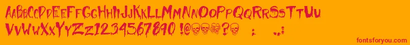 HalloweenToo Font – Red Fonts on Orange Background