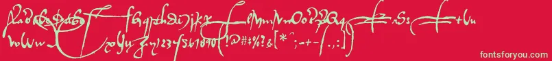 フォントRegalloaplaya – 赤い背景に緑の文字