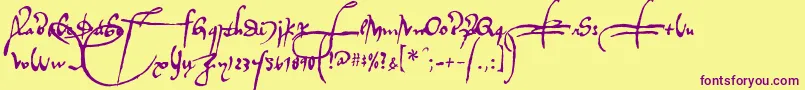 Regalloaplaya Font – Purple Fonts on Yellow Background