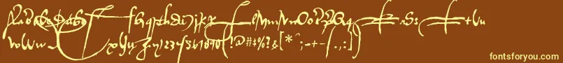 Regalloaplaya-Schriftart – Gelbe Schriften auf braunem Hintergrund
