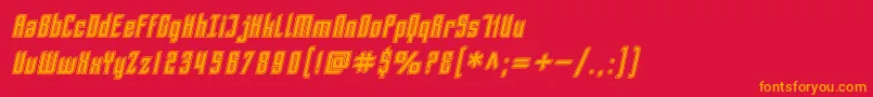 SfPiezolectricInlineOblique-Schriftart – Orangefarbene Schriften auf rotem Hintergrund