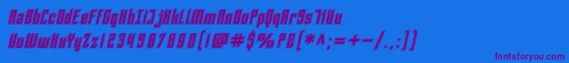 フォントSfPiezolectricInlineOblique – 紫色のフォント、青い背景