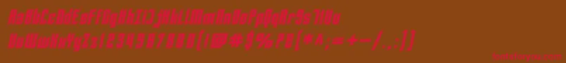 フォントSfPiezolectricInlineOblique – 赤い文字が茶色の背景にあります。