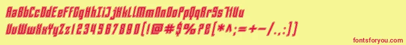 フォントSfPiezolectricInlineOblique – 赤い文字の黄色い背景