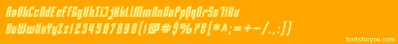 Weitere Informationen zur SfPiezolectricInlineOblique-Schriftart SfPiezolectricInlineOblique-Schriftart – Gelbe Schriften auf orangefarbenem Hintergrund