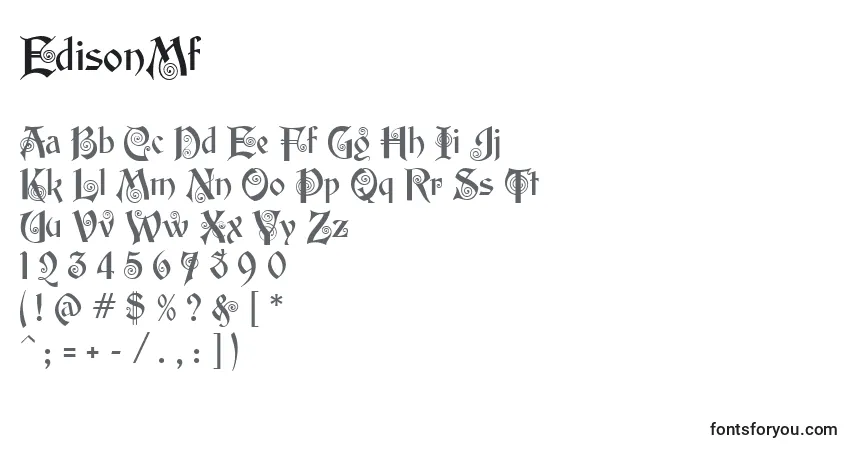 Fuente EdisonMf - alfabeto, números, caracteres especiales