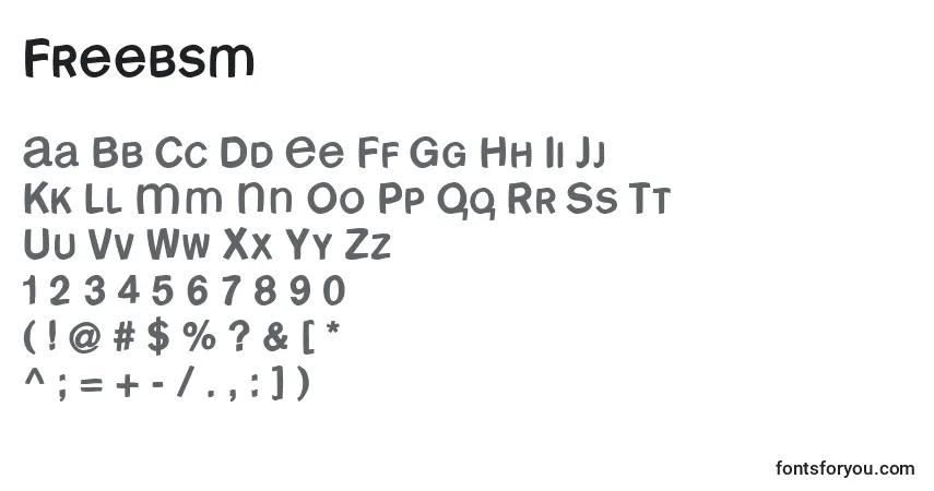 Czcionka Freebsm – alfabet, cyfry, specjalne znaki