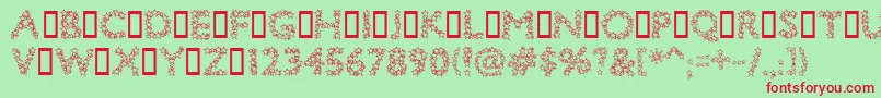 Czcionka Bingo – czerwone czcionki na zielonym tle