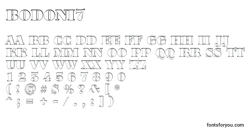 Czcionka Bodoni7 – alfabet, cyfry, specjalne znaki