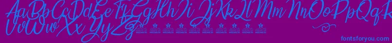 SunflowersTwoPersonalUse Font – Blue Fonts on Purple Background