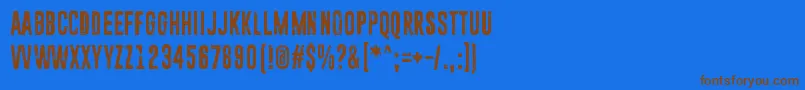 フォントSunZoomSpark – 茶色の文字が青い背景にあります。