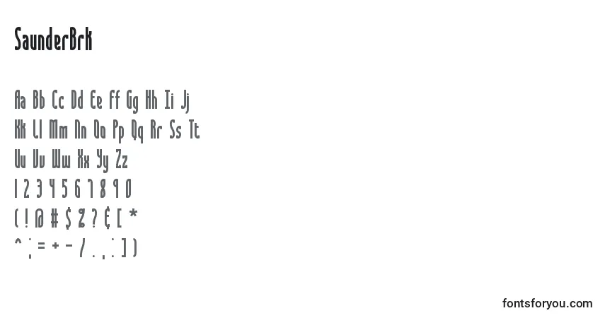 Czcionka SaunderBrk – alfabet, cyfry, specjalne znaki