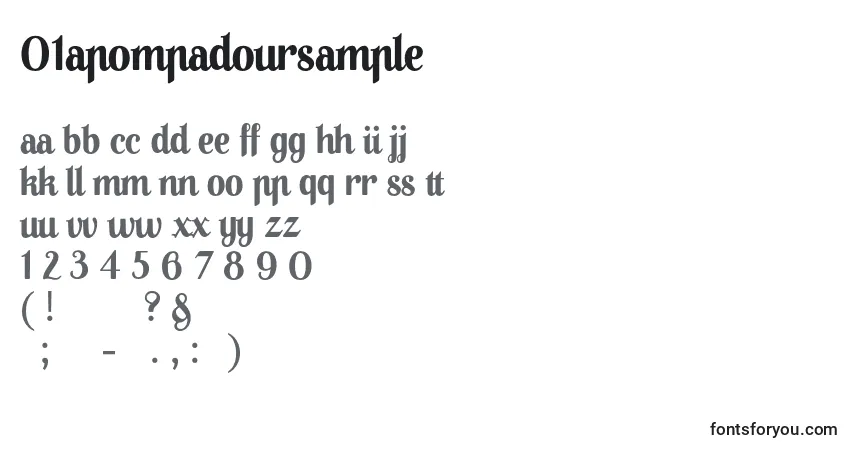 A fonte 01Apompadoursample (62390) – alfabeto, números, caracteres especiais
