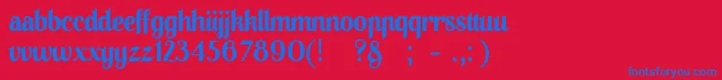 Więcej informacji o czcionce 01Apompadoursample Czcionka 01Apompadoursample – niebieskie czcionki na czerwonym tle