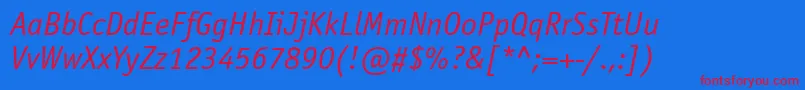 OfficinasanswincttItalic Font – Red Fonts on Blue Background