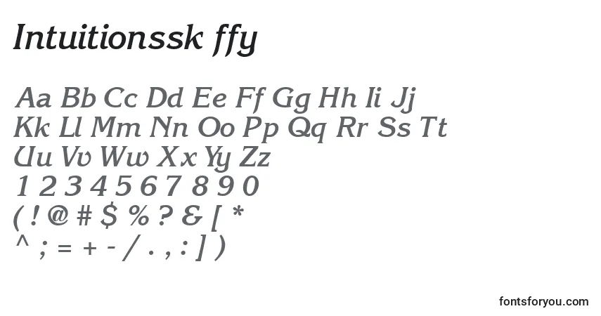 A fonte Intuitionssk ffy – alfabeto, números, caracteres especiais