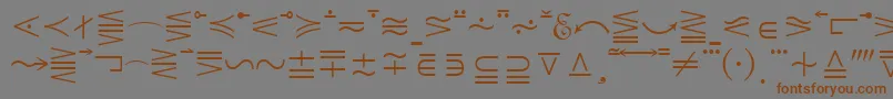 フォントQuantaPiOneSsi – 茶色の文字が灰色の背景にあります。