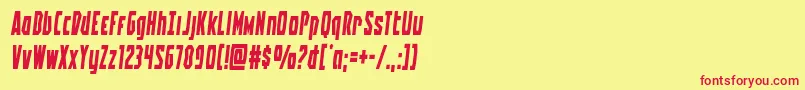 Fonte Battleworldsemital – fontes vermelhas em um fundo amarelo