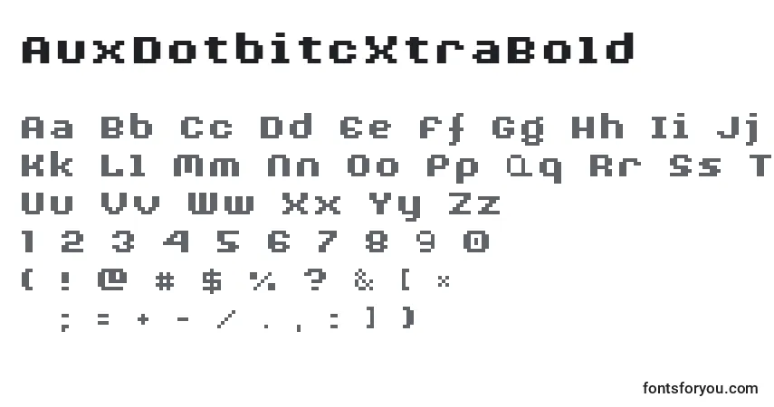 Schriftart AuxDotbitcXtraBold – Alphabet, Zahlen, spezielle Symbole