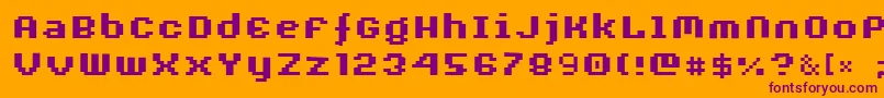 Czcionka AuxDotbitcXtraBold – fioletowe czcionki na pomarańczowym tle