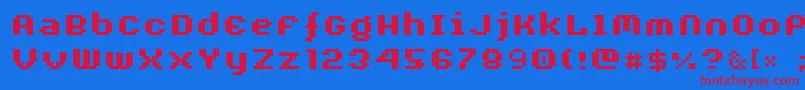 AuxDotbitcXtraBold Font – Red Fonts on Blue Background