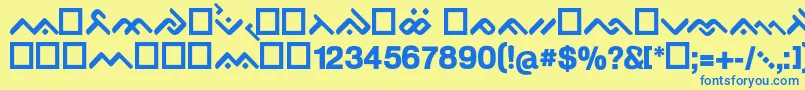 フォントOgieCappoCampotype – 青い文字が黄色の背景にあります。