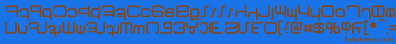 フォントBetazed – 茶色の文字が青い背景にあります。