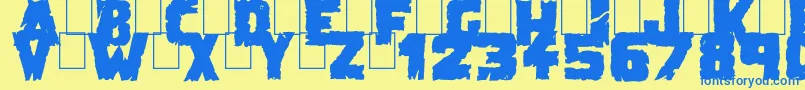 DemolitionCrackBlack Font – Blue Fonts on Yellow Background