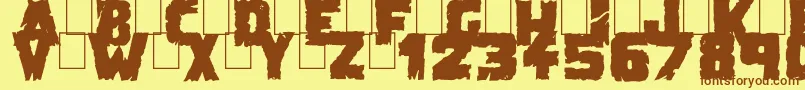 DemolitionCrackBlack Font – Brown Fonts on Yellow Background