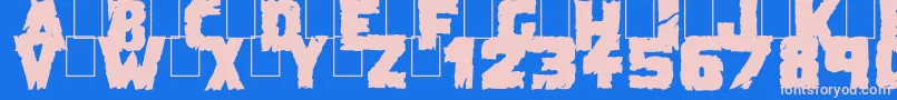 DemolitionCrackBlack-Schriftart – Rosa Schriften auf blauem Hintergrund