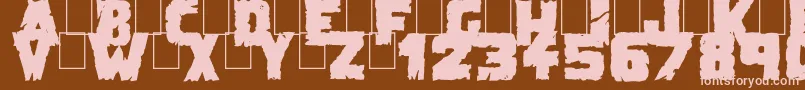 DemolitionCrackBlack-Schriftart – Rosa Schriften auf braunem Hintergrund