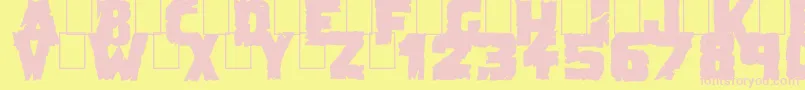 DemolitionCrackBlack-Schriftart – Rosa Schriften auf gelbem Hintergrund