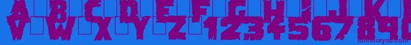 Fonte DemolitionCrackBlack – fontes roxas em um fundo azul