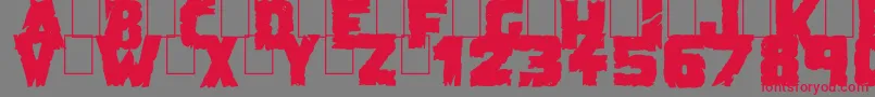 Weitere Informationen zur DemolitionCrackBlack-Schriftart DemolitionCrackBlack-Schriftart – Rote Schriften auf grauem Hintergrund
