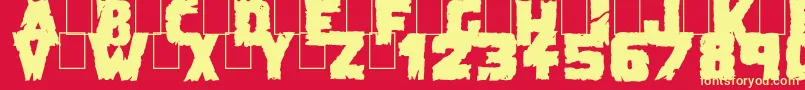 Шрифт DemolitionCrackBlack – жёлтые шрифты на красном фоне