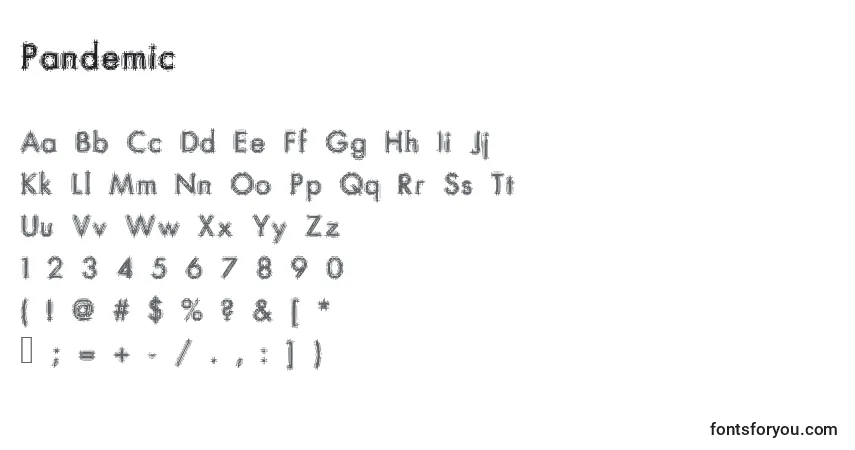 Fuente Pandemic - alfabeto, números, caracteres especiales