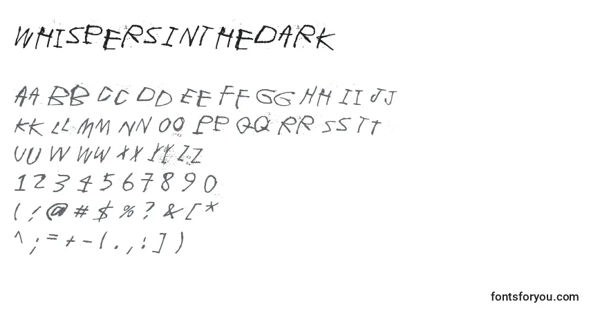 Шрифт WhispersInTheDark – алфавит, цифры, специальные символы