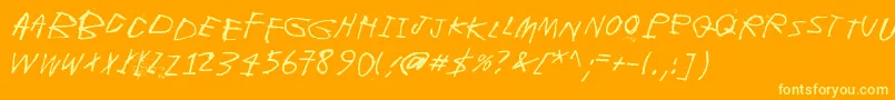 WhispersInTheDark-Schriftart – Gelbe Schriften auf orangefarbenem Hintergrund