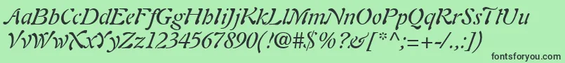 Шрифт PaletteSsiItalic – чёрные шрифты на зелёном фоне